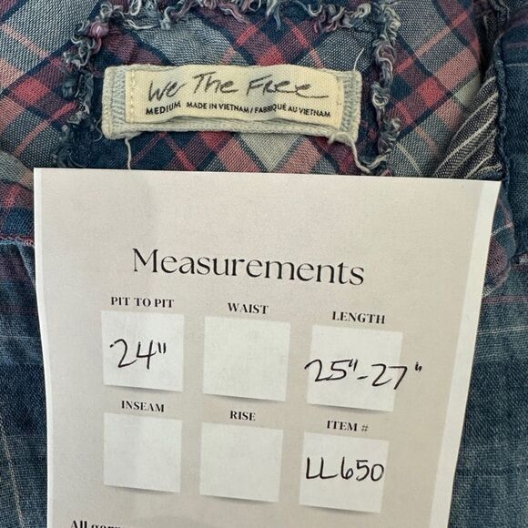 We The Free Seeking Starlight Plaid Light Blue Boho Coastal Cowgirl Top Size M - Picture 14 of 14